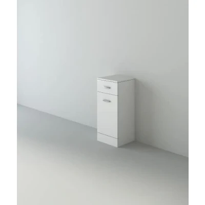 Image of VeeBath Mars 300x300mm Laundry Cabinet, Bathroom Basket Storage Cabinet with Drawer White (Flat Pack)