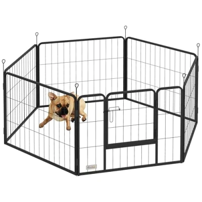 Image of PawHut Dog Playpen, 6 Panels Puppy Pen 60cm High Pet Exercise Fence, Portable Detachable Enclosure for Small Dogs, Puppies, Black