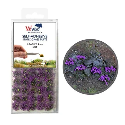 Image of War World Scenics Self Adhesive Static Grass Tufts x 100 Heather, 4mm Model Railway Wargame Scenery Railroad Modelling Diorama Miniature Hobby Tabletop