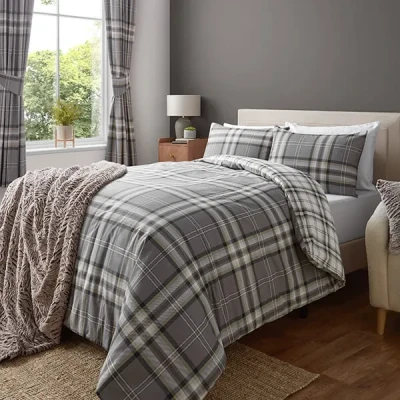 Image of Catherine Lansfield Kelso Single Duvet Set Charcoal