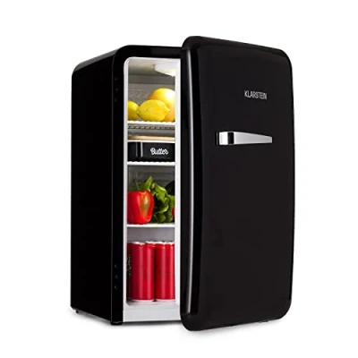 Image of KLARSTEIN Audrey Retro Mini Fridge For Bedrooms Food, Drinks, Skincare &amp; Beer Cooler, Manual Defrost, Vintage Design, Quiet Small Home, Office, Caravans, Camping, 0 10C, 70L