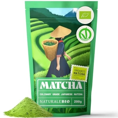 Image of Japanese Organic Matcha Green Tea Powder Culinary Grade 200 gr. Produced in Japan, Uji, Kyoto. Use for Cooking, Baking, Smoothie Making and with Milk. Vegan &amp; Vegetarian Friendly