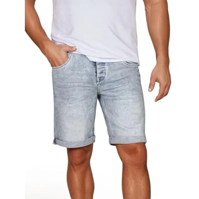 Image of riverso Men&#039;s Jeans Shorts RIVTom Short Trousers Regular Fit Denim Cotton Bermuda Grey, Light Blue, Black w30 w42, Size: W 33, Colour: Dark Blue (D250)