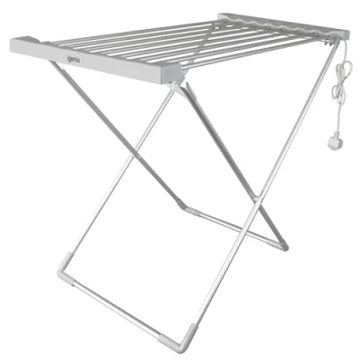 Image of Igenix IGHA068S Electric Heated Clothes Airer with Foldable Legs, Aluminium Indoor Drier Rack, 8 Tubes, 2 Metre Cord