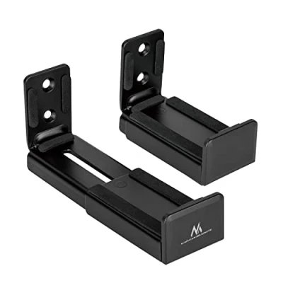 Image of Maclean MC 932 Universal Soundbar Mount Wall Bracket for Speaker Box Fixing Adjustable Depth 90 154mm up to 15kg Brackets Pair