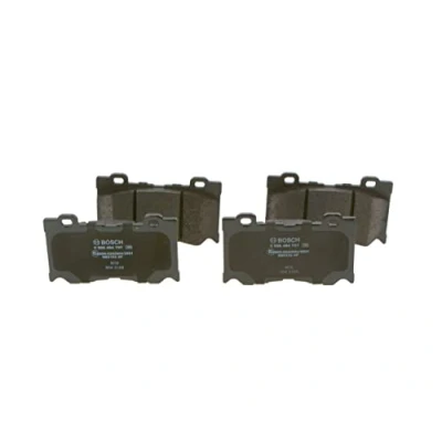 Image of BP1702, E990R02A09042881 Brake pad set BOSCH 0 986 494 707 Low Metallic with acoustic wear warning anti squeak plate INFINITI: FX Off Road