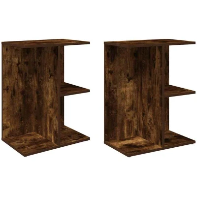 Image of vidaXL Bedside Tables 2 pcs Smoked Oak 46.5x29x61 cm Engineered Wood