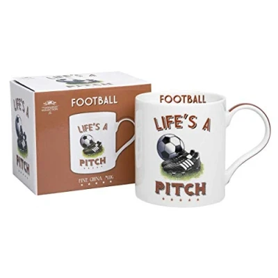 Image of Lesser &amp; Pavey Boxed Lifes a Pitch Football Fine China Mug 13x9x10cm
