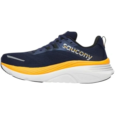 Image of Saucony Hurricane 24 Stability running shoes, Men&#039;s, Size: 7.5, Navy/peel Textile/synthetics