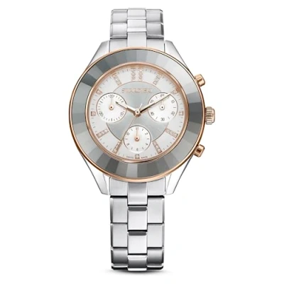Image of Swarovski Octea Lux Watch, White and Chrome Coloured Crystals, Rose Gold Tone Silver Stainless Steel, from The Collection