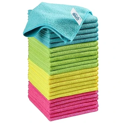 Image of HOMEXCEL Microfibre Cloth,24 Pack Cleaning Rag,Microfibre Cloths Towels with 4 Color Assorted,29 x 29 cm (Green/Blue/Yellow/Pink)