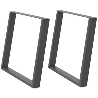 Image of vidXL U Shaped Table Legs/Powder Coated Steel/Anthracite/Adjustable Feet/Sturdy/Modern Design/90x72 73 cm