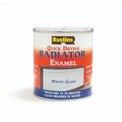 Image of RUSTINS Quick Drying Radiator Paint White Matt 500ml