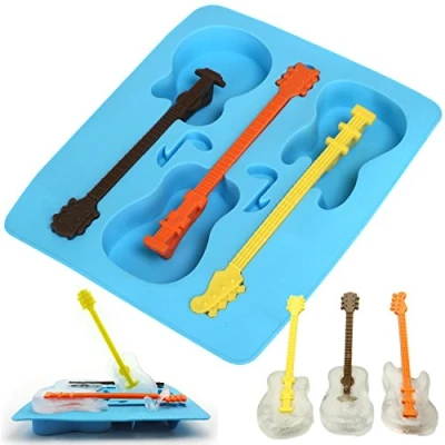 Image of Guitar Ice Mould Novelty Blue Silicone Cube Mold Tray by TRIXES