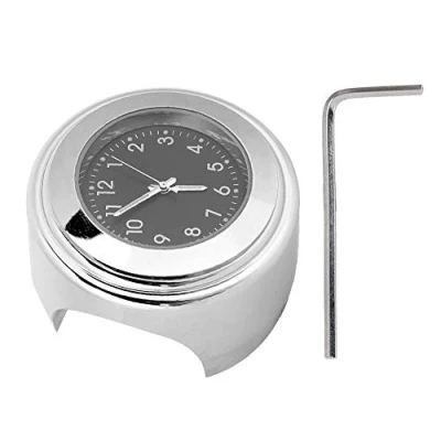 Image of Suuonee Motorcycle Handlebar Clock, 22 25mm Universal Motorbike Mount Clock Metal Hand Grip Bar Dial Watch[Black]
