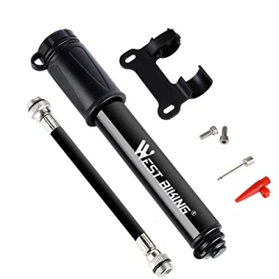 Image of Bike Pump Mini Bicycle 100 PSI High Pressure Portable Universal Frame Mount Schrader Presta Needle for Road, Mountain, BMX Bikes, Football, Basketball