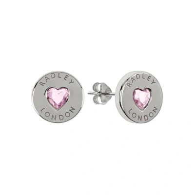 Image of RADLEY Signature Ladies Sterling Silver &amp; Pink Stone Earrings RYJ1137, One Size