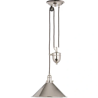 Image of Provence 1 Light Dome Ceiling Pendant Polished Nickel, E27