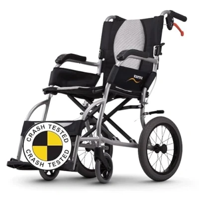 Image of Karma Ergo Lite Ultralite Transit Crash Tested Wheelchair for Safe use in a Vehicle, Folding and Lightweight Weighs Only 8.8kg Choice of Sizes (18&quot; Seat Width)
