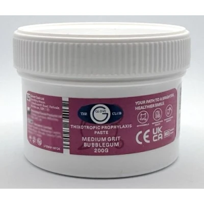 Image of Glove Club Ltd Prophy Paste Thixotropic Bubblegum 200gram Medium Grit Pink Teeth Polishing Cleaning Stain Removal