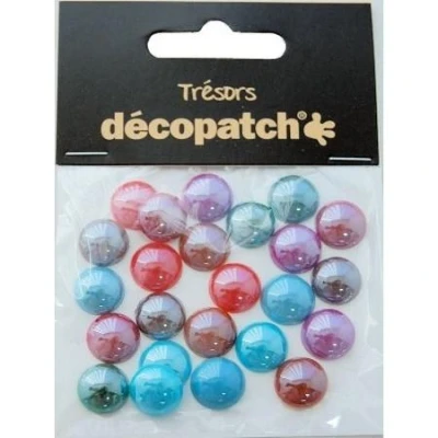 Image of Décopatch Ref BJ007O Trésors Plastic Embellishments 10mm Decorative Gems Ideal for Decorating Décopatched Items Assorted Dark Colours, Pack of 24