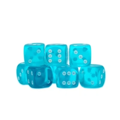 Image of D6 Gem Colour Dice 15mm (6 sided dice) for Tabletop &amp; Roleplaying Games (Blue Topaz)