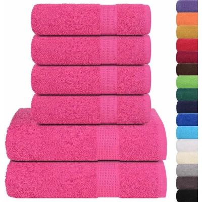 Image of vidaXL 6 Piece Towel Set Pink 360 gsm 100% Cotton