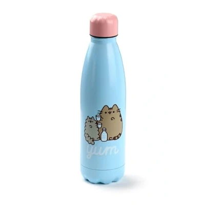 Image of Puckator Pusheen Stainless Steel Water Bottle Cold for 24h and Hot 12h Metal Bottles with Cat Foodie Design Double Walled Modern Thermos Flask Bpa Free 500 ml