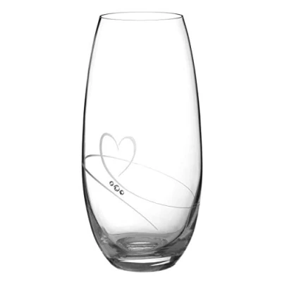 Image of DIAMANTE Swarovski Barrel Vase &#039;Romance&#039; Hand Cut Crystal with Crystals 25cm