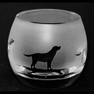 Image of Milford Collection Animo Glass Small Crystal Tea Light Candle Holder Labrador