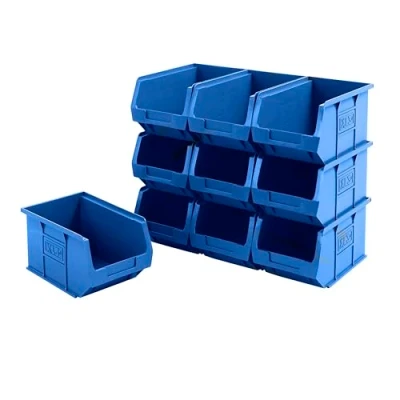 Image of BiGDUG Plastic Parts Bins Packs Small Component Storage Boxes Garage Organiser (10 125h x 150w 240d mm Blue)
