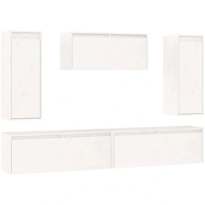 Image of vidaXL TV Cabinets 5 pcs White Solid Wood Pine