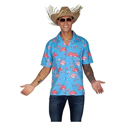 Image of Wicked Costumes Mens Pink Flamingo Hawaiian Shirt Medium