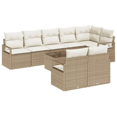 Image of vidaXL 9 Piece Garden Sofa Set with Cushions Brown Poly Rattan