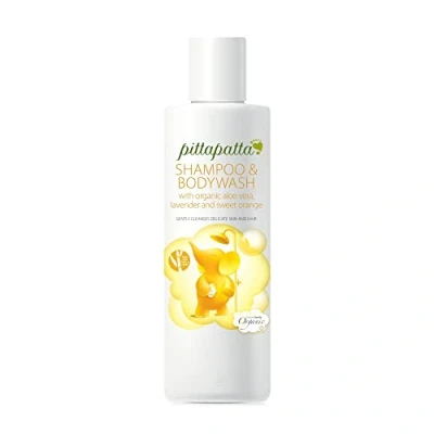 Image of PittaPatta Organic Natural Baby Shampoo and Body Wash, by Simply Gentle Moisturising Wash with Cleansing Agents Safe Lavender, Chamomile &amp; Aloe Vera (250ml)