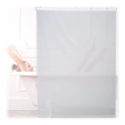 Image of Relaxdays Bathroom Roller Blind, for Shower &amp; Bathtub, Water Repellent, Quick Drying, Ceiling Window, 120x240cm, White