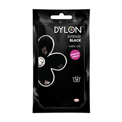 Image of DYLON Hand Dye, Fabric Dye Sachet for Clothes, Soft Furnishings and Projects, 50 g Intense Black