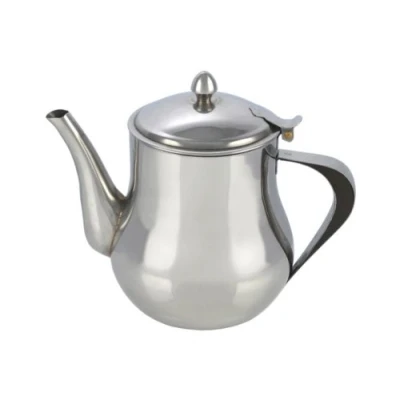 Image of 1.4 Litre Stainless Steel Tea Pot (48oz) Polished, Drip Free Spout, Dishwasher Safe, Hinged Lid Perfect for &amp; Coffee, Serves 6