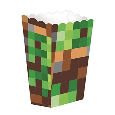 Image of Amscan 9915534 TNT Pixel Gamers Kids Birthday Party Popcorn Treat Boxes 5 Pack
