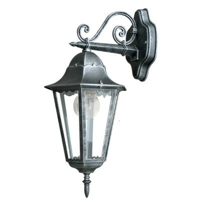 Image of FIRENZE Outdoor DOWN Wall Lanterns Black, Silver, IP44 28.6x50.5x20.5cm