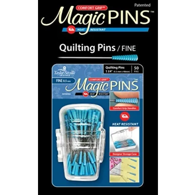 Image of Taylor Seville Originals Comfort Grip Heat Resistant Fine (0.5 x 48mm) Quilting Magic Pins 50 Pieces