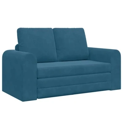 Image of vidaXL Floor Sofa Bed 2 in 1 Blue 148x71x83 cm Velvet