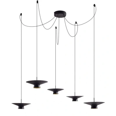 Image of Lindby LED pendant light Norvind, 10 bulb, black, metal