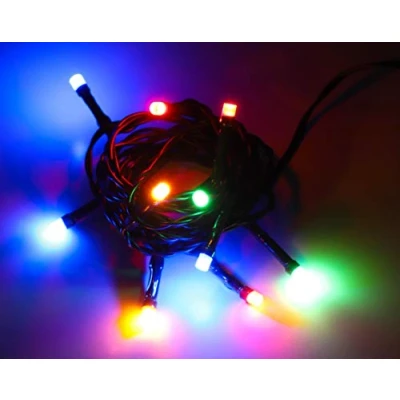 Image of Christmas Concepts® 10 Multi Coloured Battery Operated LED Lights with Green Cable Fairy