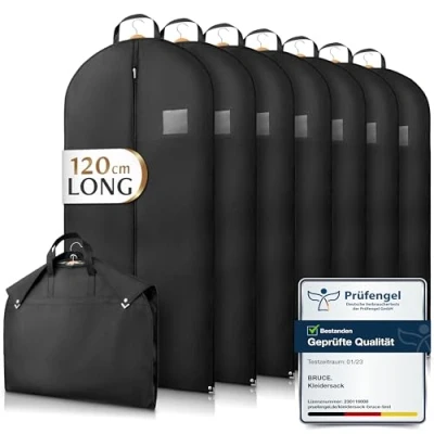 Image of Bruce.® Premium Garment Case 7 Pieces [120x60cm] Dust Cover for Suits, Jackets and Dresses Clothing Storage Travel Clothes Wardrobe