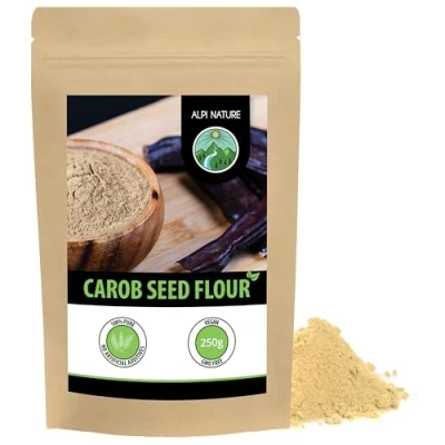 Image of Carob Kernel Flour (250g, 8.8oz), Light Powder Suitable as Starch, Natural and Vegan, Gently Dried Ground,