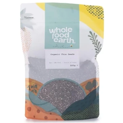 Image of Wholefood Earth Organic Chia Seeds 500g Raw GMO Free Vegan Source of Fibre Certified