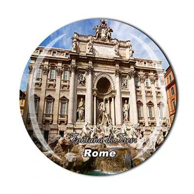 Image of Rome Italy 3D Fontana di Trevi Refrigerator Fridge Magnet Crystal Glass Tourist Travel Souvenir Collection Gift Magnetic Sticker Home Kitchen Decoration