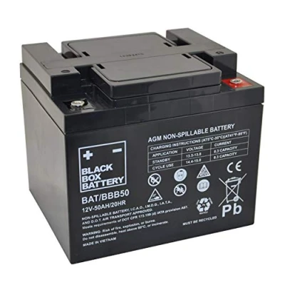 Image of 12V 50Ah Black Box Sealed Lead Acid Mobility Scooter Battery