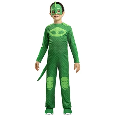 Image of Funidelia PJ Masks Gekko costumes 100% OFFICIAL for boy size 7 9 years Cartoons, Catboy, Owlette, Color: Green, costume accessory Fun your parties